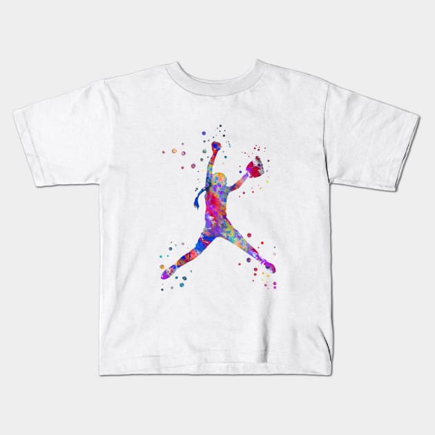 Girl baseball Kids T-Shirt by RosaliArt